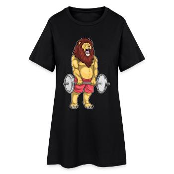 Lion Bodybuilder Barbell Bodybuilding - Robe T-shirt Femme - noir - Devant