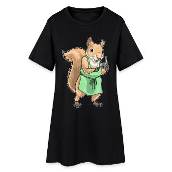Écureuil Coiffeur Ciseaux Peigne - Robe T-shirt Femme - noir - Devant