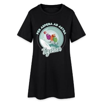 Snow sledging love drawing humor - Women’s T-Shirt Dress - black - Front