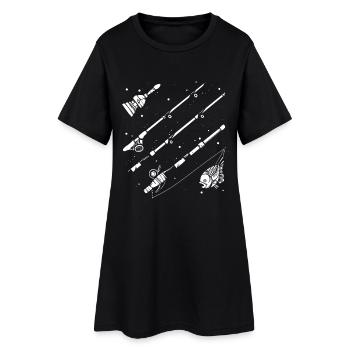 Dessin de pêche - Robe T-shirt Femme - noir - Devant