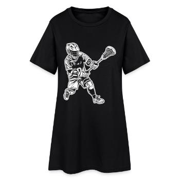 Lacrossespieler Zeichnung - Frauen T-Shirt-Kleid - Schwarz - Vorne
