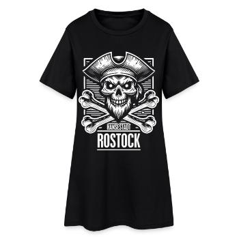 Hansestadt Rostock Pirat Totenkopf - Frauen T-Shirt-Kleid - Schwarz - Vorne