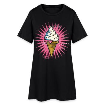 Glace Dessin animé Look - Robe T-shirt Femme - noir - Devant