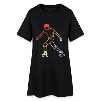 Patins à roulettes look vintage - Robe T-shirt Femme - noir - Devant