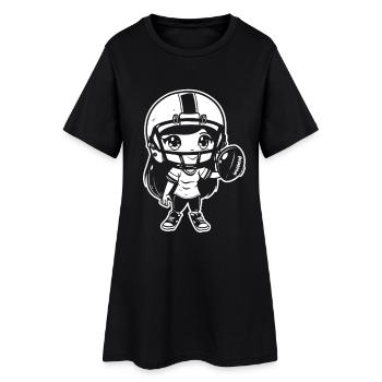 Football Girl Style Dessin Animé - Robe T-shirt Femme - noir - Devant