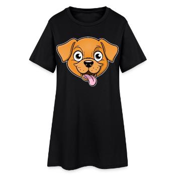 Fröhliches Bild eines Hundekopfes - Frauen T-Shirt-Kleid - Schwarz - Vorne