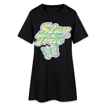 Stay True – Rétro pastel doux - Robe T-shirt Femme - noir - Devant