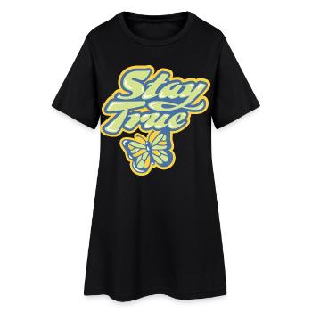 Stay True – Lettrage pastel - Robe T-shirt Femme - noir - Devant