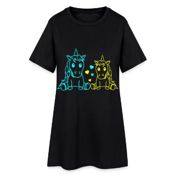 Valentin Einhörner Valentinstag Herzen Partner - Frauen T-Shirt-Kleid - Schwarz - Vorne