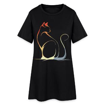 Dessin de chat Vintage - Robe T-shirt Femme - noir - Devant