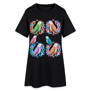 oiseau oiseaux perroquet perroquet couronne de laurier - Robe T-shirt Femme - noir - Devant