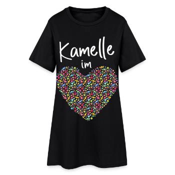 Kamelle im Herz Karneval Köln Konfetti Kölle Alaaf - Frauen T-Shirt-Kleid - Schwarz - Vorne