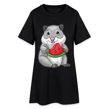 Hamster Pastèque - Robe T-shirt Femme - noir - Devant