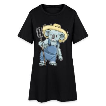 Ferme Fourche des Koalas - Robe T-shirt Femme - noir - Devant
