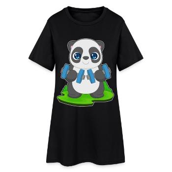 Panda Bodybuilder Dumbbell Bodybuilding - Women’s T-Shirt Dress - black - Front