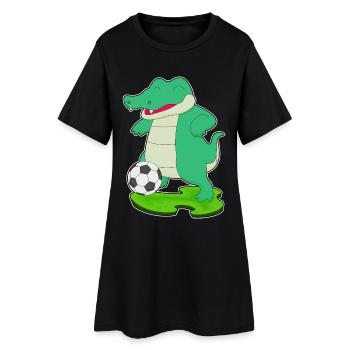 crocodile joueur de football football - Robe T-shirt Femme - noir - Devant