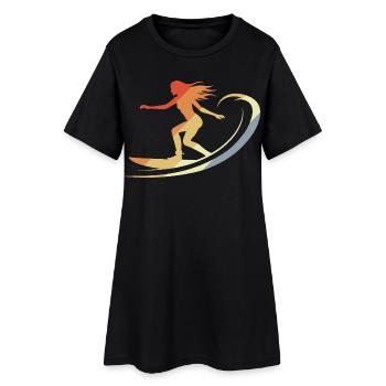 Surfeur vintage - Robe T-shirt Femme - noir - Devant