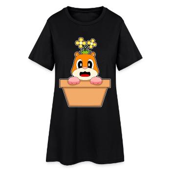 Hamster Flower - Women’s T-Shirt Dress - black - Front