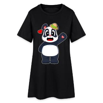 Chapeau Panda - Robe T-shirt Femme - noir - Devant