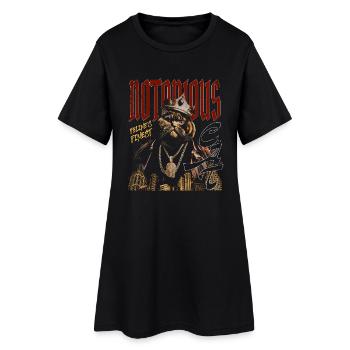 Notorious Cat – Hip-Hop Katze - Frauen T-Shirt-Kleid - Schwarz - Vorne