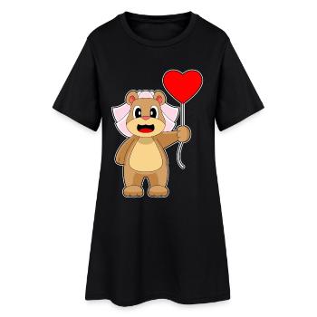 Ours Mariée Ballon Mariage - Robe T-shirt Femme - noir - Devant