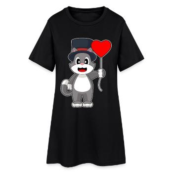 Cat Groom Heart Wedding - Women’s T-Shirt Dress - black - Front