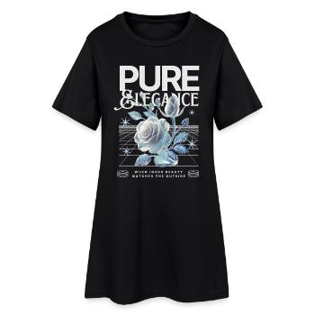 Pure & Elegance – Futuristische Rose - Frauen T-Shirt-Kleid - Schwarz - Vorne