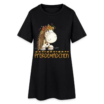 Pferdemädchen Spruch Mit Süßem Pferd - Frauen T-Shirt-Kleid - Schwarz - Vorne