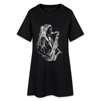 Saxophoniste féminine - Robe T-shirt Femme - noir - Devant