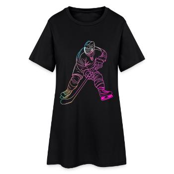 Eishockeyspieler - Frauen T-Shirt-Kleid - Schwarz - Vorne
