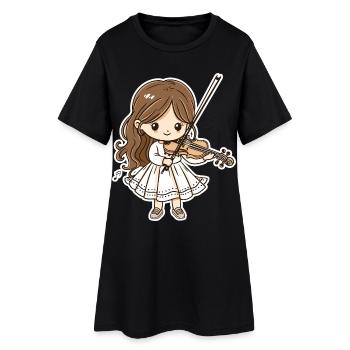 Violoniste fille dessin animé - Robe T-shirt Femme - noir - Devant