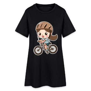 Femme cycliste style dessin animé - Robe T-shirt Femme - noir - Devant