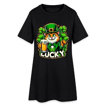 Saint-Patrick Leprechaun Cat Happy - Robe T-shirt Femme - noir - Devant