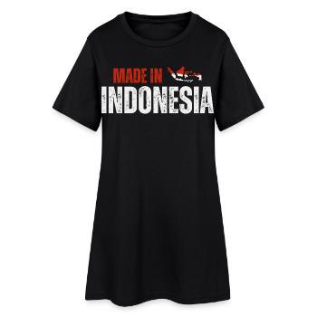 Fabriqué en Indonésie, fierté indonésienne - Robe T-shirt Femme - noir - Devant