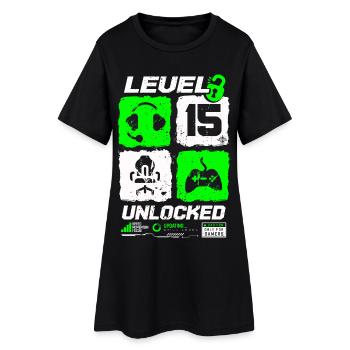Level Unlocked Gamer Birthday 15 Years - Women’s T-Shirt Dress - black - Front