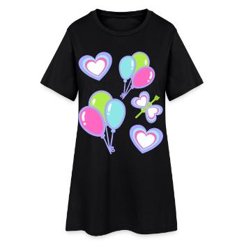 Enfants Coeur Coeurs Papillon Ballons Bébé - Robe T-shirt Femme - noir - Devant