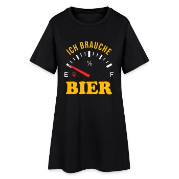 Tankanzeige Ich brauche Bier - Frauen T-Shirt-Kleid - Schwarz - Vorne