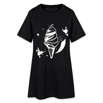 Softeis Skizze - Frauen T-Shirt-Kleid - Schwarz - Vorne
