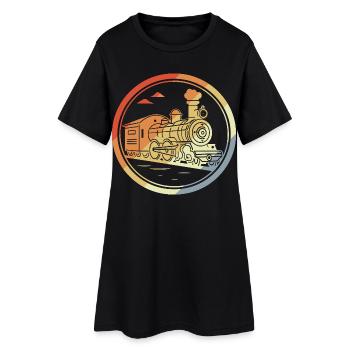 Lokomotive Skizze Retro Style - Frauen T-Shirt-Kleid - Schwarz - Vorne