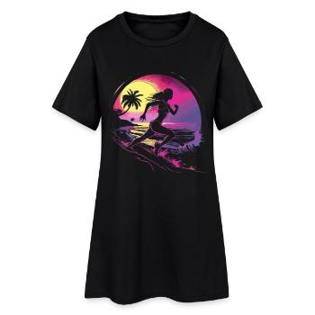 Coureur Synthwave - Robe T-shirt Femme - noir - Devant