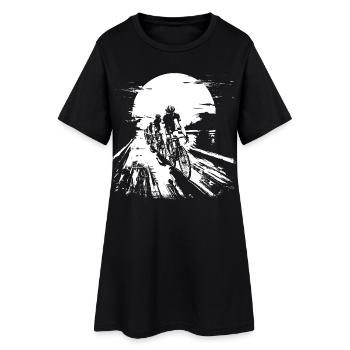 Croquis du cycliste sur route - Robe T-shirt Femme - noir - Devant