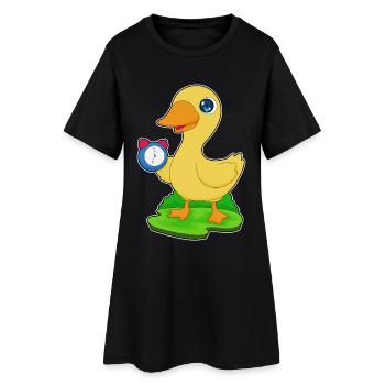 Ente Wecker - Frauen T-Shirt-Kleid - Schwarz - Vorne