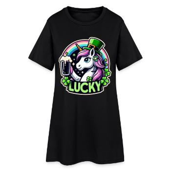 Saint-Patrick Leprechaun Licorne Heureux - Robe T-shirt Femme - noir - Devant
