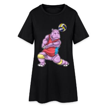 hippopotame joueur de volley-ball volley-ball - Robe T-shirt Femme - noir - Devant