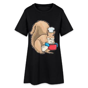 Cuisson de la marmite d’écureuil - Robe T-shirt Femme - noir - Devant