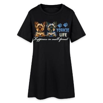 Chiots Yorkie - Robe T-shirt Femme - noir - Devant
