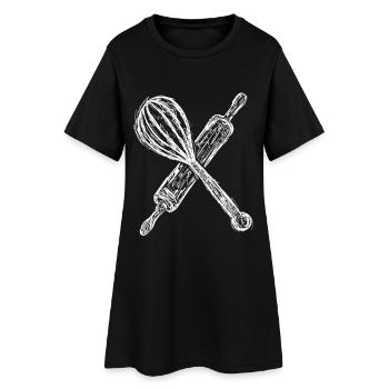 Rouleau à pâtisserie et batteur à main - Robe T-shirt Femme - noir - Devant