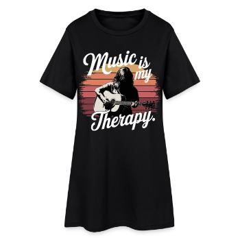 Music is My Therapy clef music fans and - Women’s T-Shirt Dress - black - Front