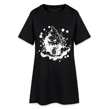 Eiswaffel Skizze - Frauen T-Shirt-Kleid - Schwarz - Vorne