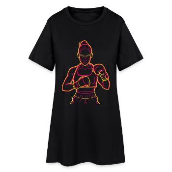 Dessin de boxeur - Robe T-shirt Femme - noir - Devant